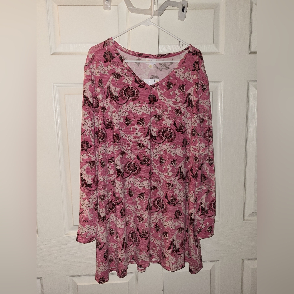 LuLaRoe Pink and Black Floral Top